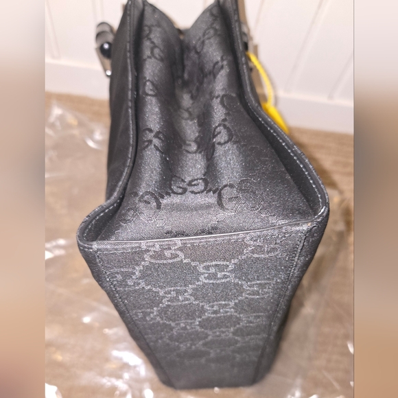 Gucci Bamboo Top Handle Tote – Black GG Canvas – Rare & Iconic - Picture 7 of 12